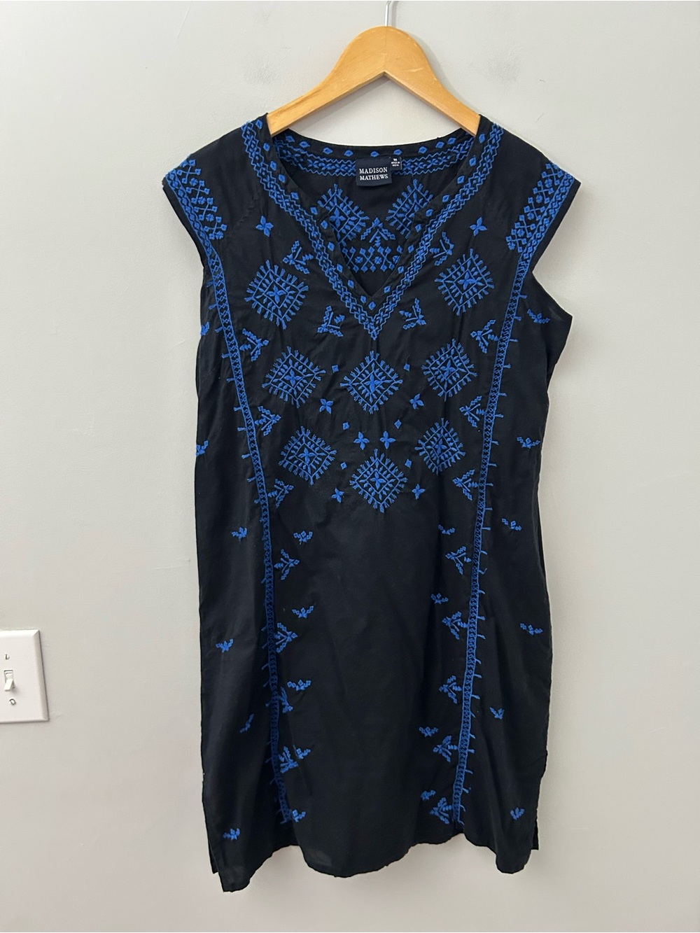 Madison Mathews Embroidered Sleeveless Mini Dress